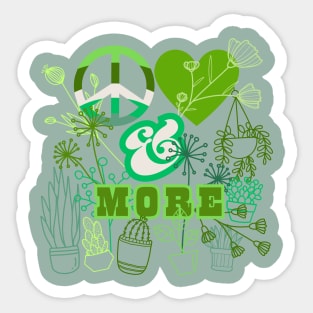 Peace, Love, and MORE Plants - Retro Leaf Green Colorway in Pacific Northwest Style Sticker